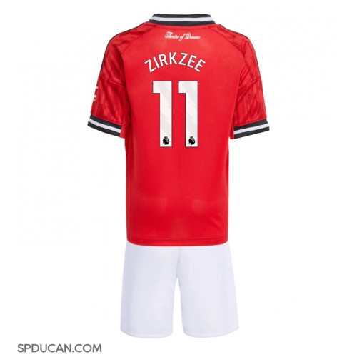 Dječji Nogometni Dres Manchester United Joshua Zirkzee #11 Domaci 2025-26 Kratak Rukav (+ Kratke hlače)